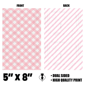 5"X8" Pink Gingham Stripes Physical Box Backer (25 pcs.)