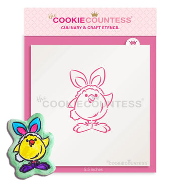 Fluffy Chick in Bunny Costume PYO Stencil