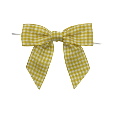 Mustard Yellow Pre-Tied Gingham Bow on a Wire