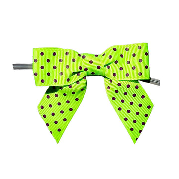 Neon Green bow with Purple Micro Dots