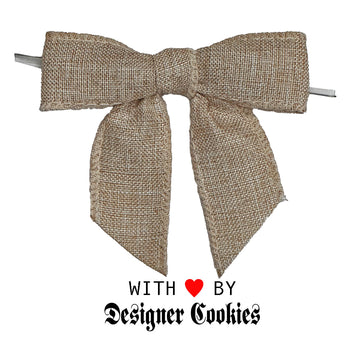 Natural Poly Linen Pretied Bow on a Wire