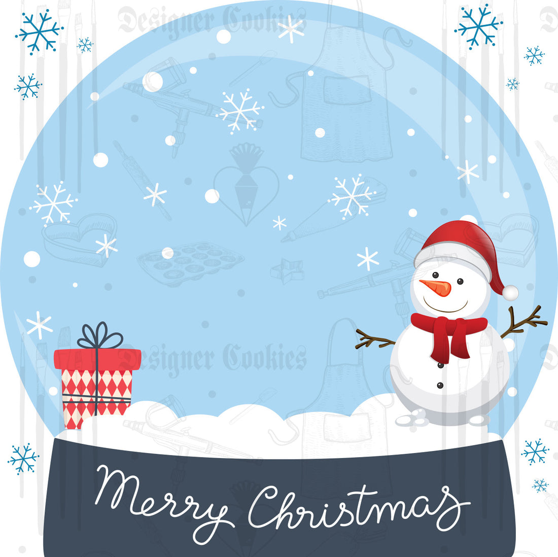Snow Globe Square Physical Cookie Card (25 pcs.)