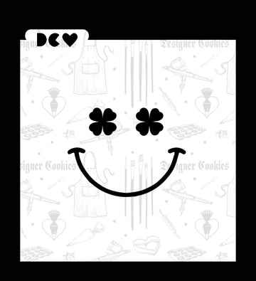 Clover Eyes Happy Face Stencil