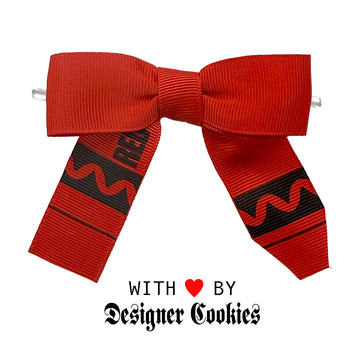 Red Crayon Bow Pre-tied Bow on a Wire
