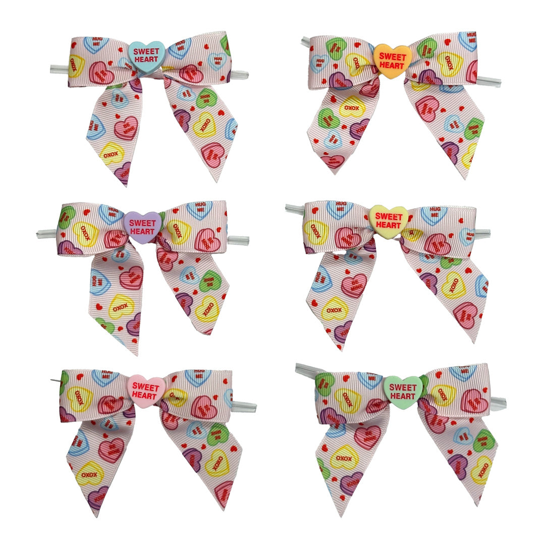 Conversation Heart Bow with Conversation Heart Charm