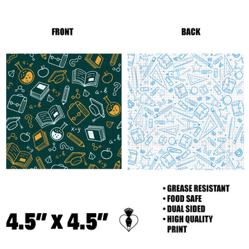 4.5"X4.5" School Doodles Food Safe Grease Resistant Square Backer