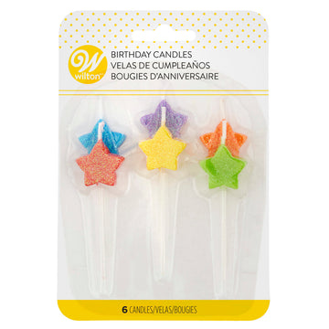 Glittery Star-Shaped Birthday Candle Set