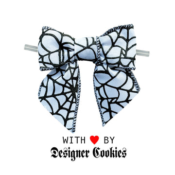Chubby Gray and Black Poly Linen Spider Web Bow