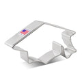 a graduation cap cookie cutter by Ann Clark Cutters. Size is 4 3/8