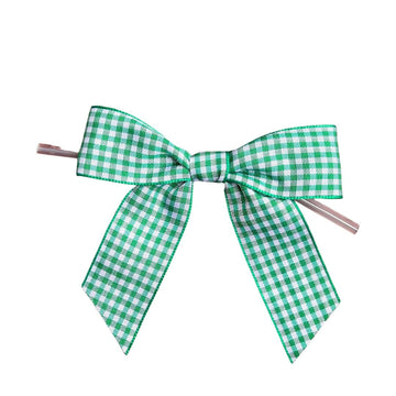 Green Gingham Bow (3.25”) - Designer Cookies ™ STUDIO