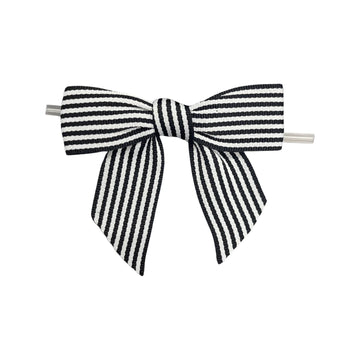 a pre-tied black and white stripe bow