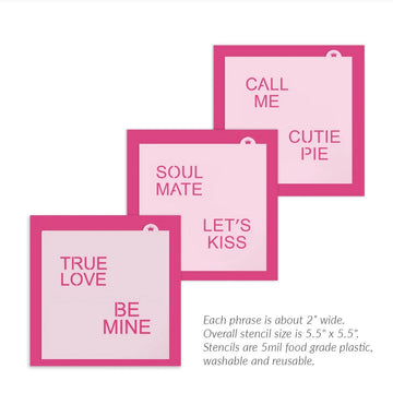 Conversation Hearts Classic Large Sayings Stencil Set