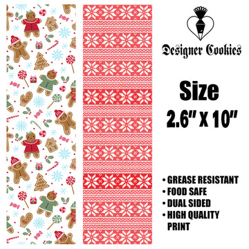 Gingerbread and Sweater Food Safe Grease Resistant Skinny Bag Backer