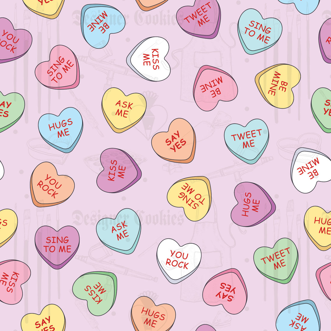 Conversation Heart and Heart 4.5”x4.5” Physical Box Backer (25 pcs.)