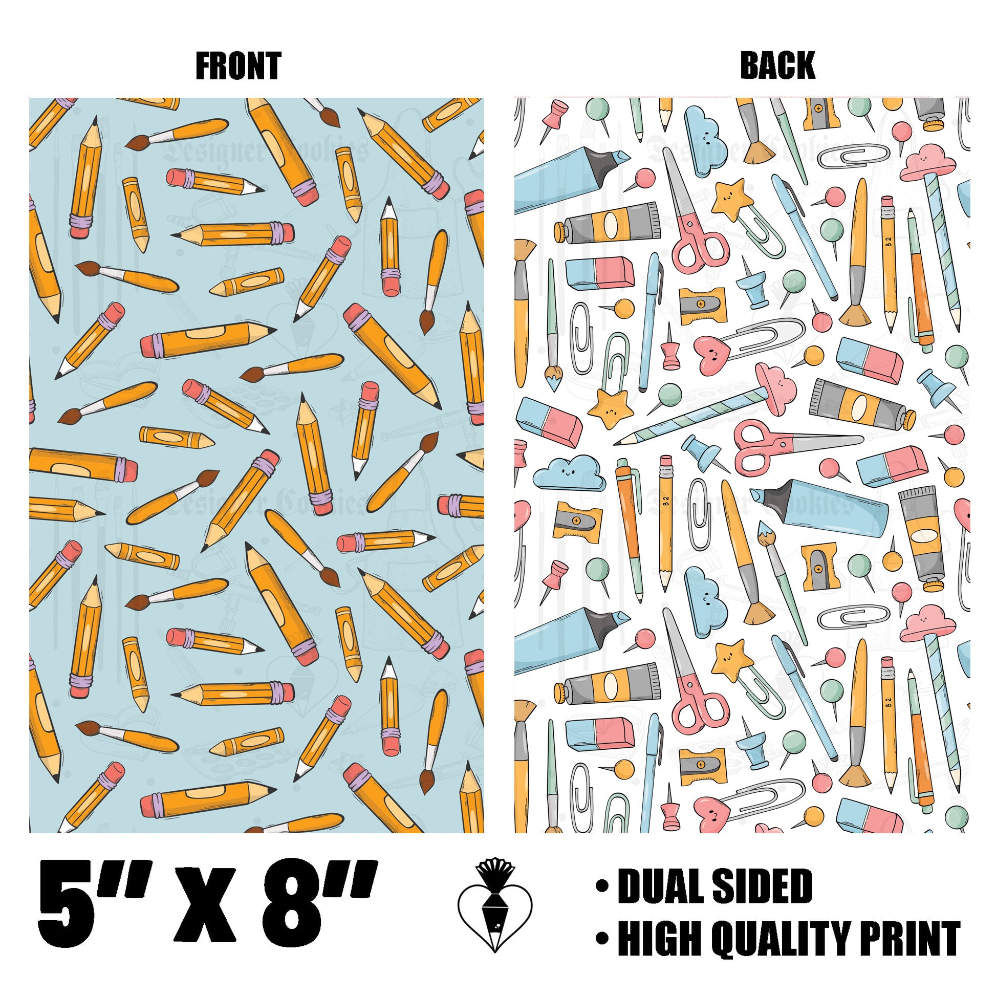 5"X8" School Supplies Box Backer (25 pcs.)