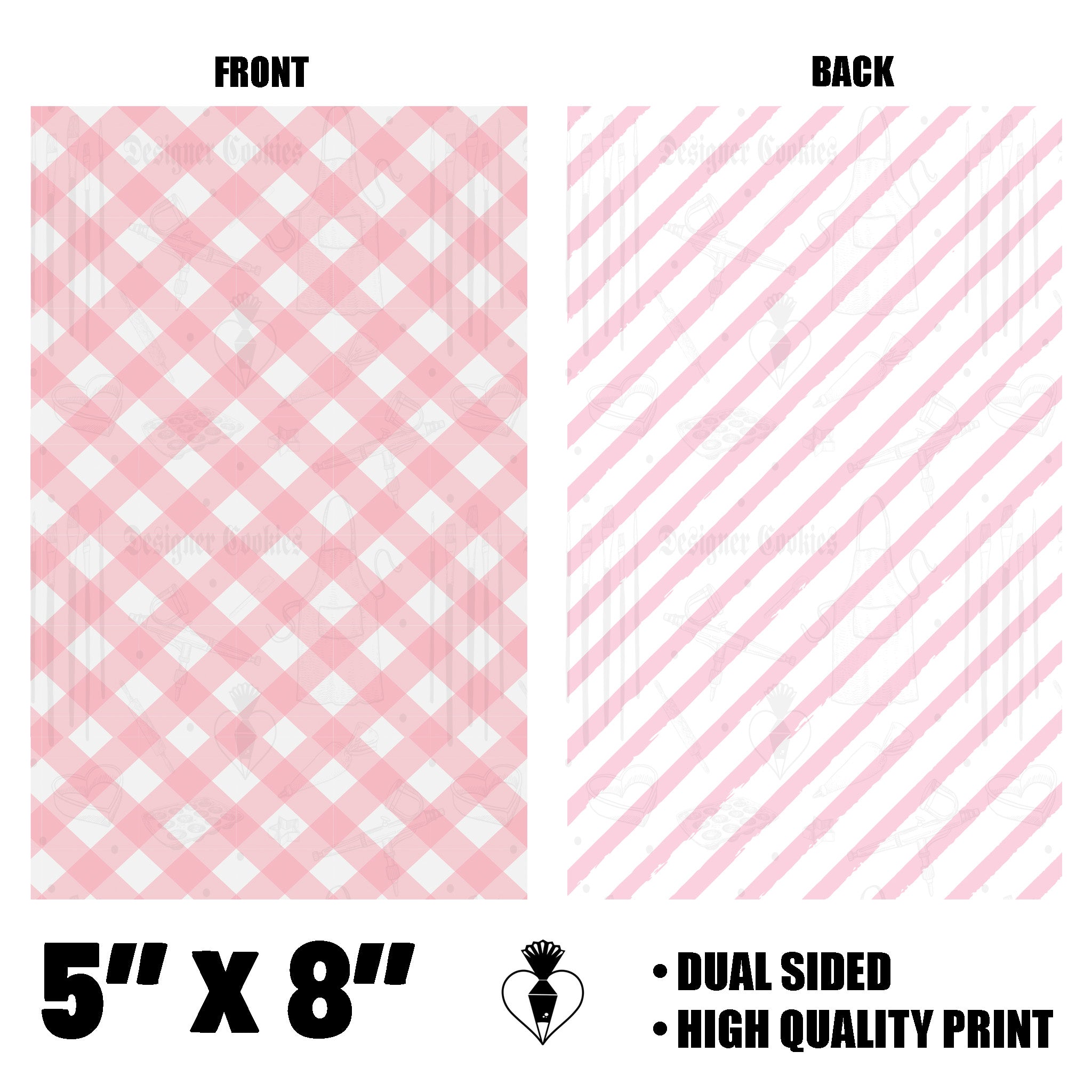 5"X8" Pink Gingham Stripes  Physical Box Backer (25 pcs.)