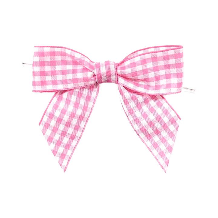 Pink Gingham Pretied Bow