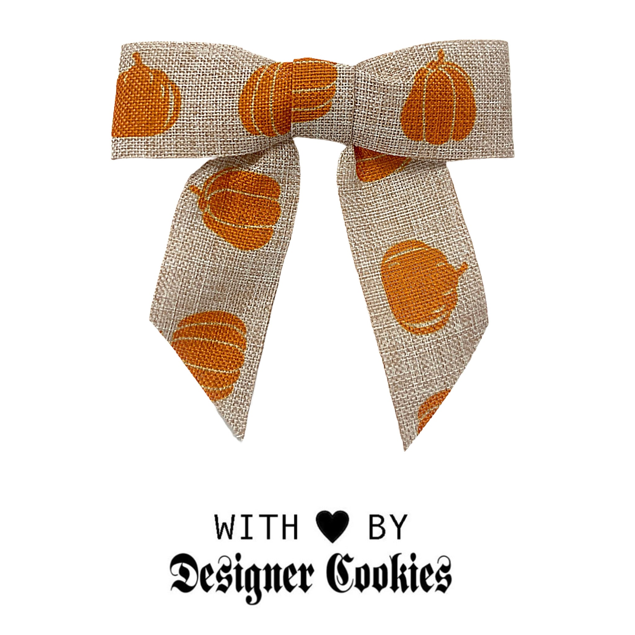 Poly Linen Pretied bow with Pumpkin Printing