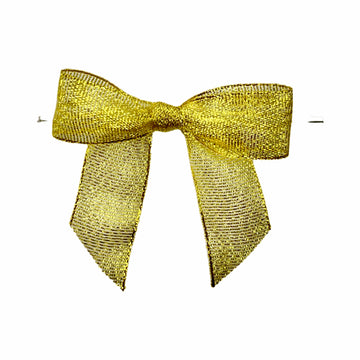 Glittery Metallic Gold Pretied Bow on a Wire