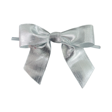 Metallic Silver Bow on a Wire