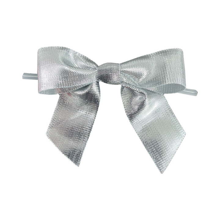 Metallic Silver Bow on a Wire