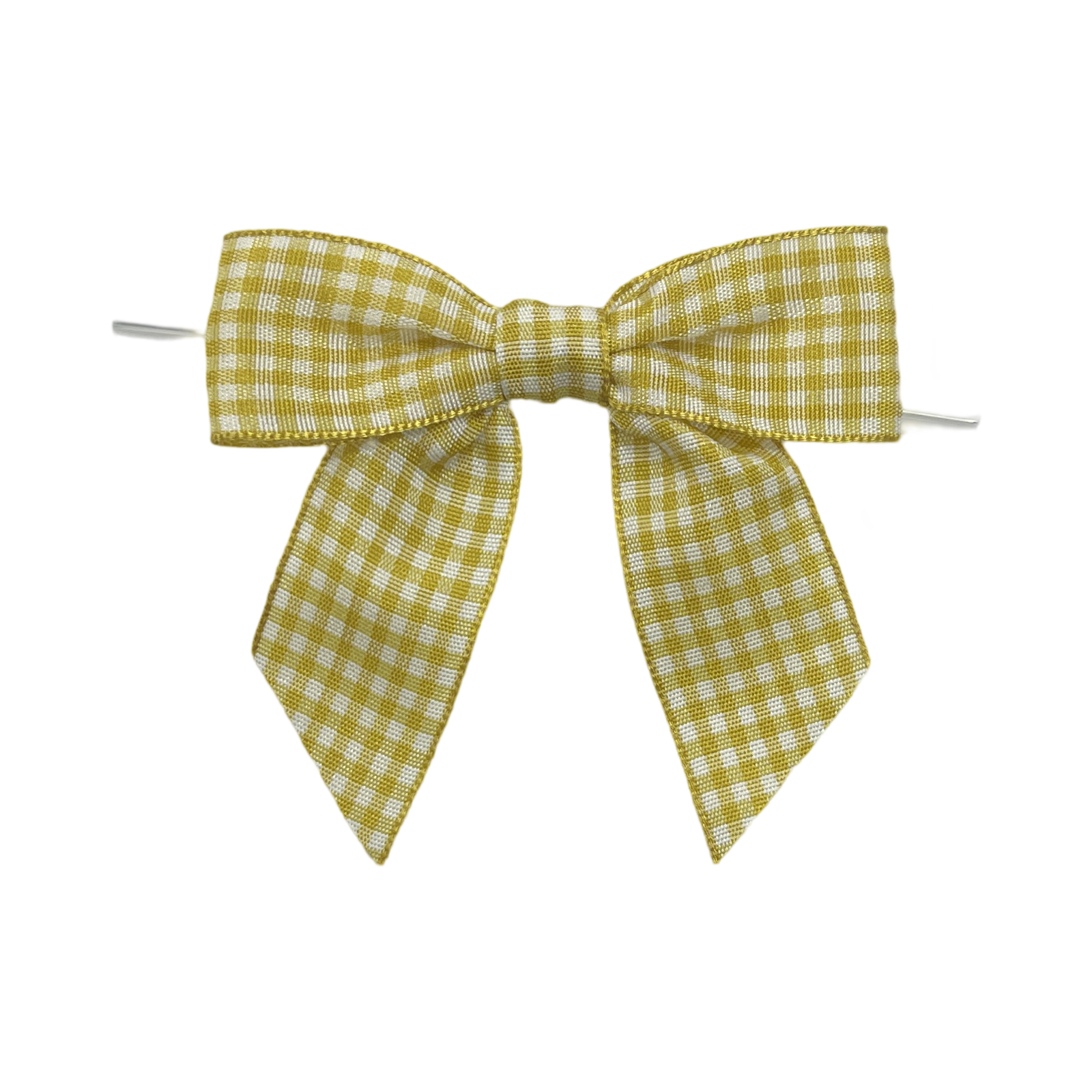 Yellow Pretied Gingham Bow on a Wire