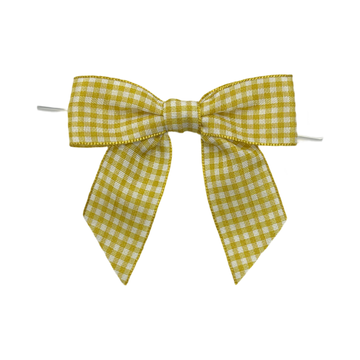 Yellow Pretied Gingham Bow on a Wire