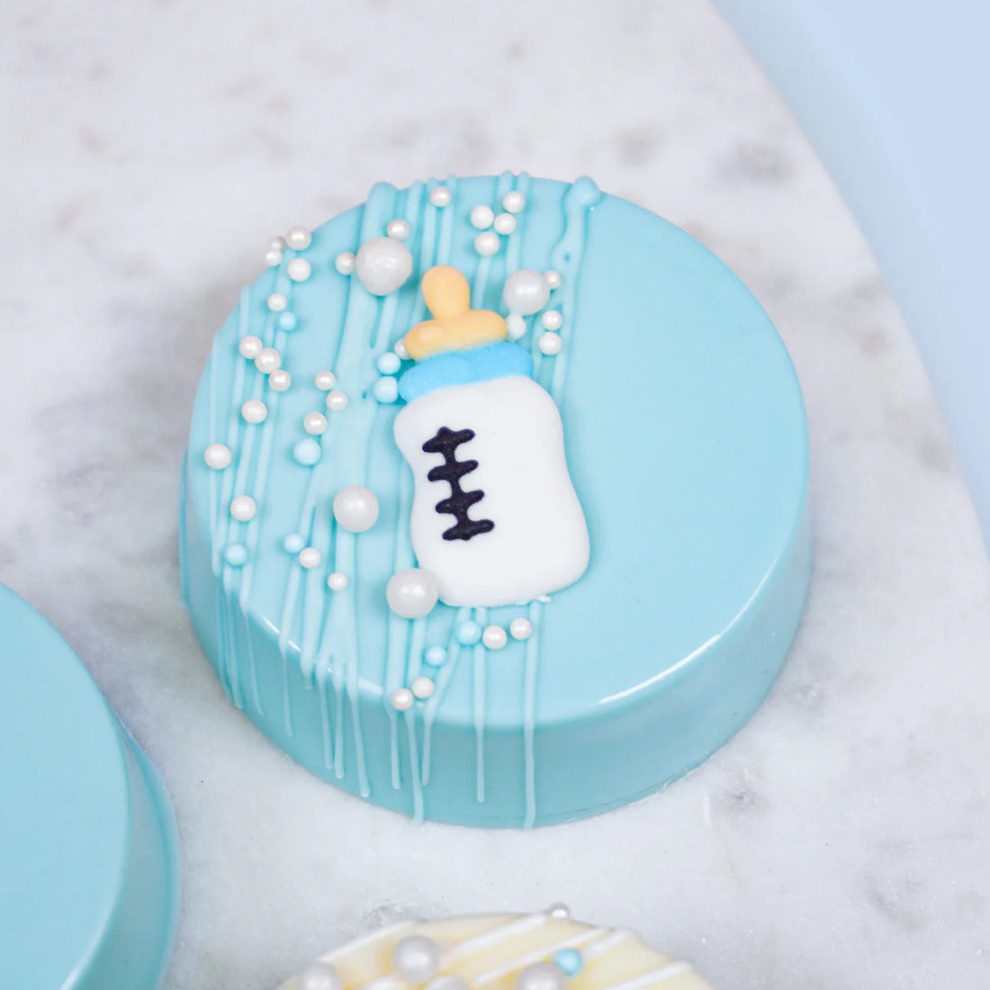 Blue Baby Bottle Royal Icing Decoration