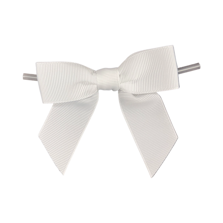 White Pre-Tied Bow on a Wire
