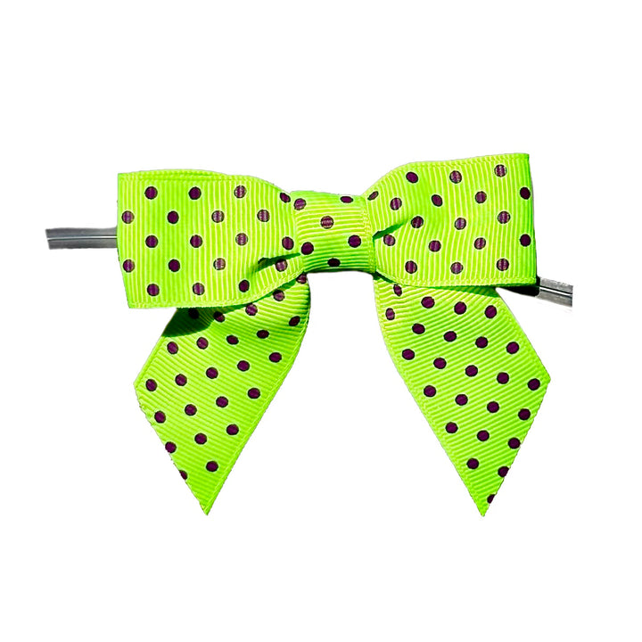 Neon Green bow with Purple Micro Dots