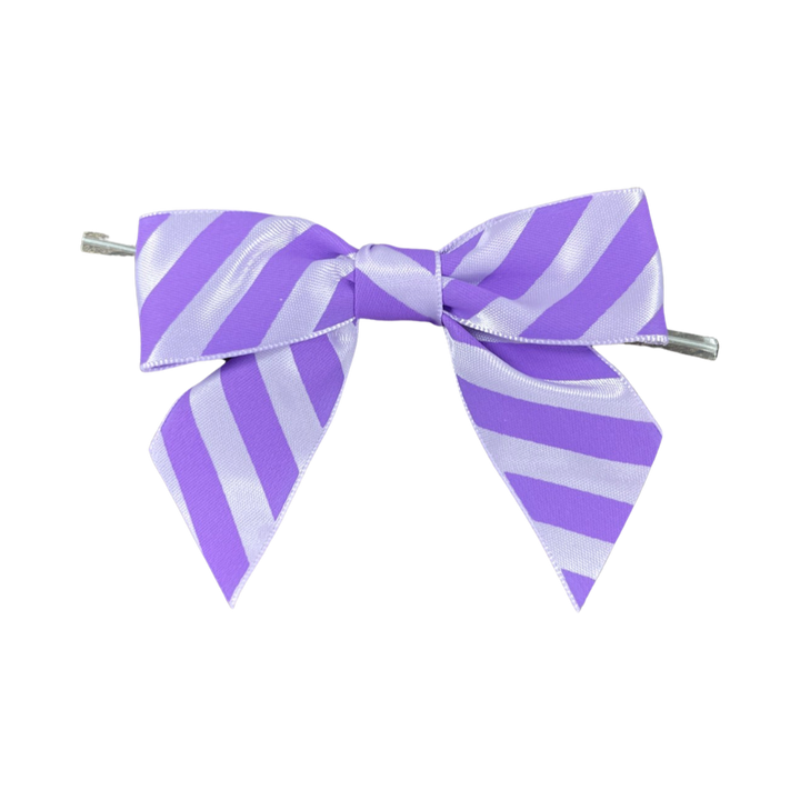 Purple Bow with Purple Diagonal Pre-Tied Bow