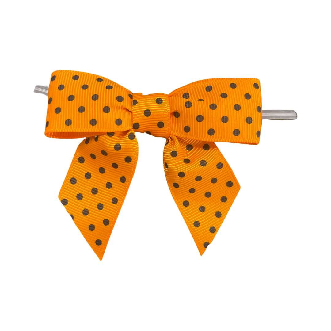 Tangerine Bow with Black Polka Dots