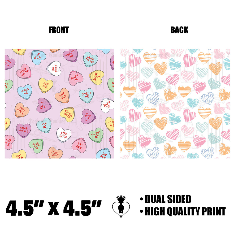 Conversation Heart and Heart 4.5”x4.5” Physical Box Backer (25 pcs.)