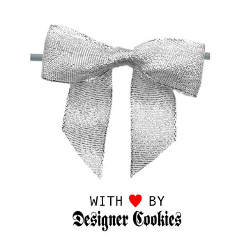 Glittery Metallic Silver Pretied Bow on a Wire