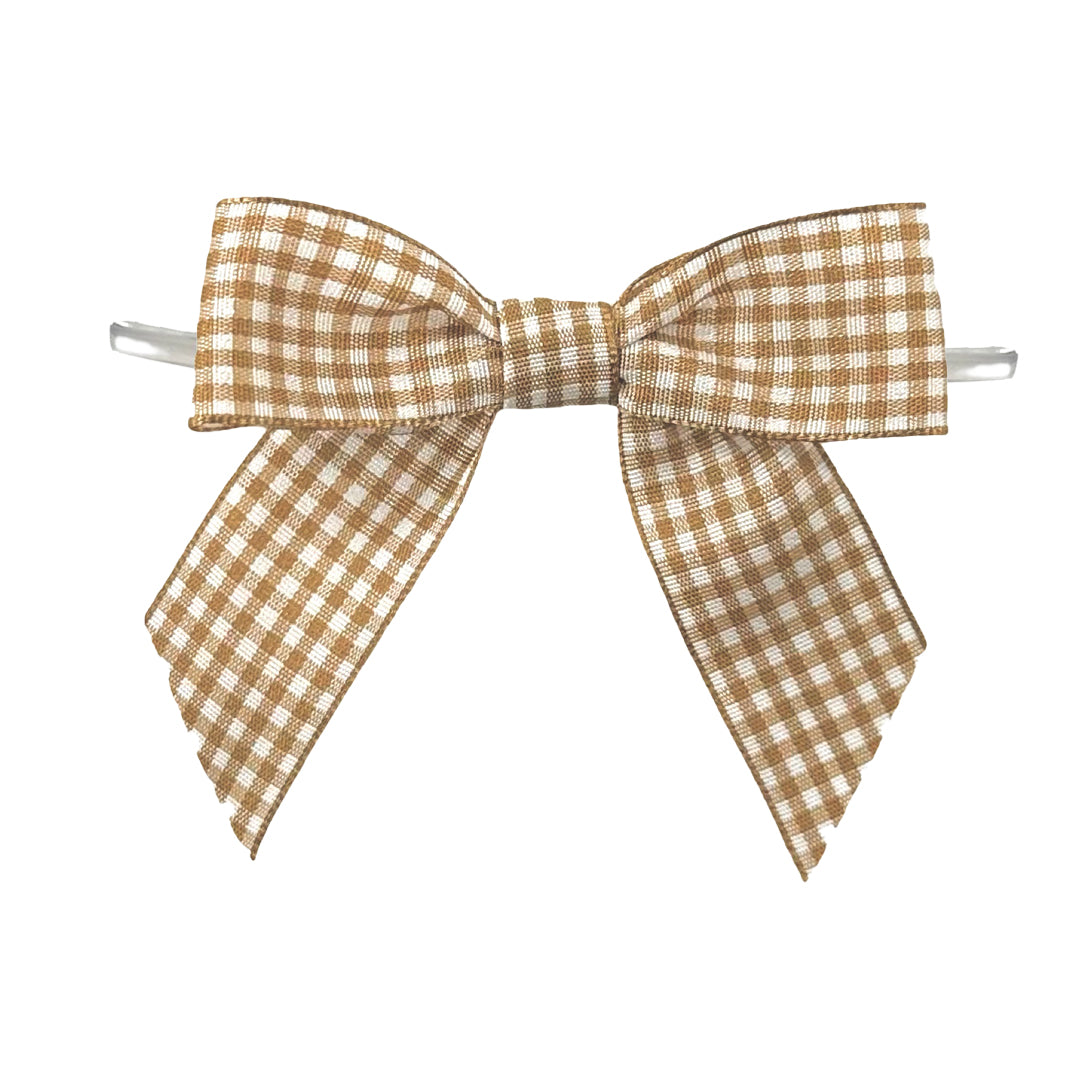 Taupy-Brown Gingham Bow