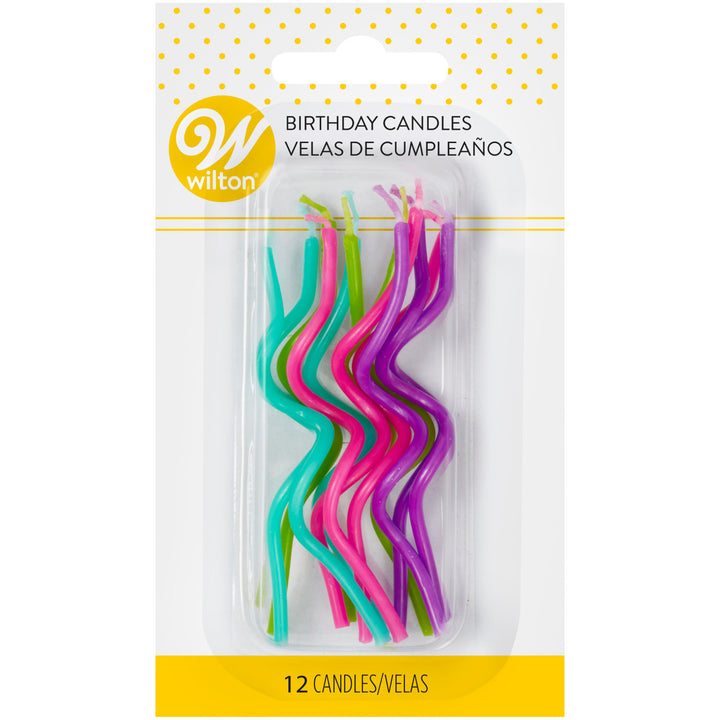 Curly Neon Birthday Candle Set, 12-Count