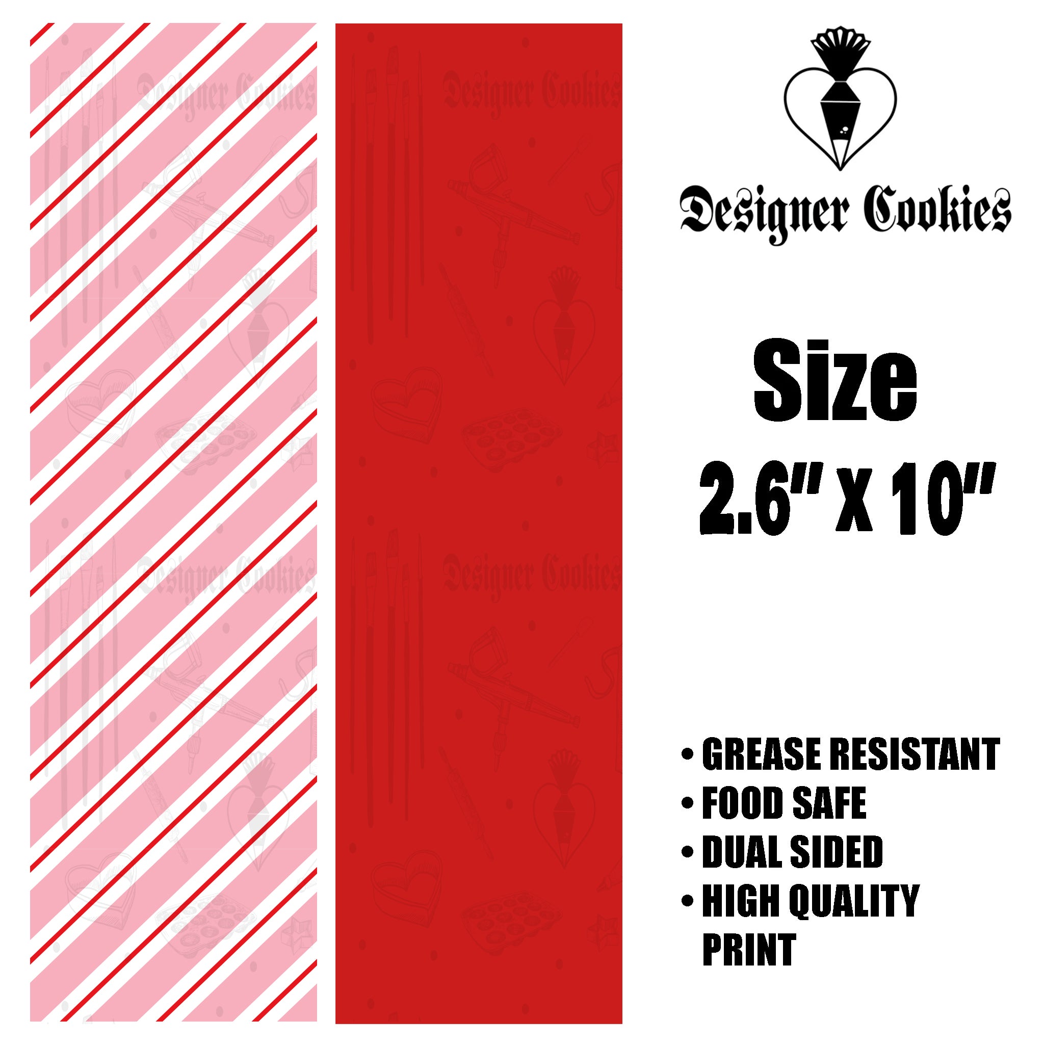 Pink and Red Stripes Food Safe Grease Resistant Skinny Backer