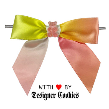 Water Color Satin with gummy bear charm Pretied Bow on a Wire