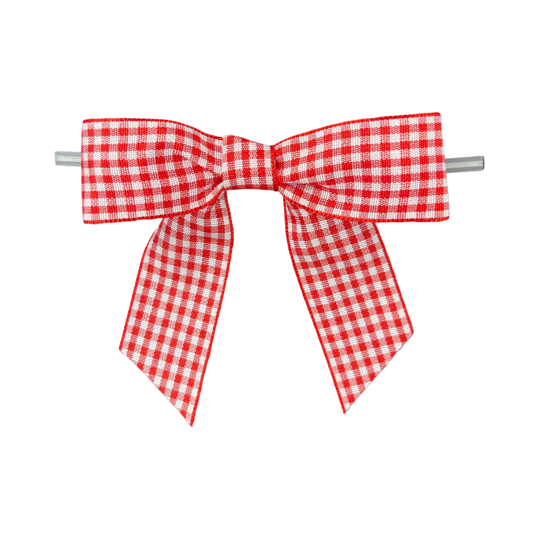 3.5” Red Gingham Pre-Tied Bow