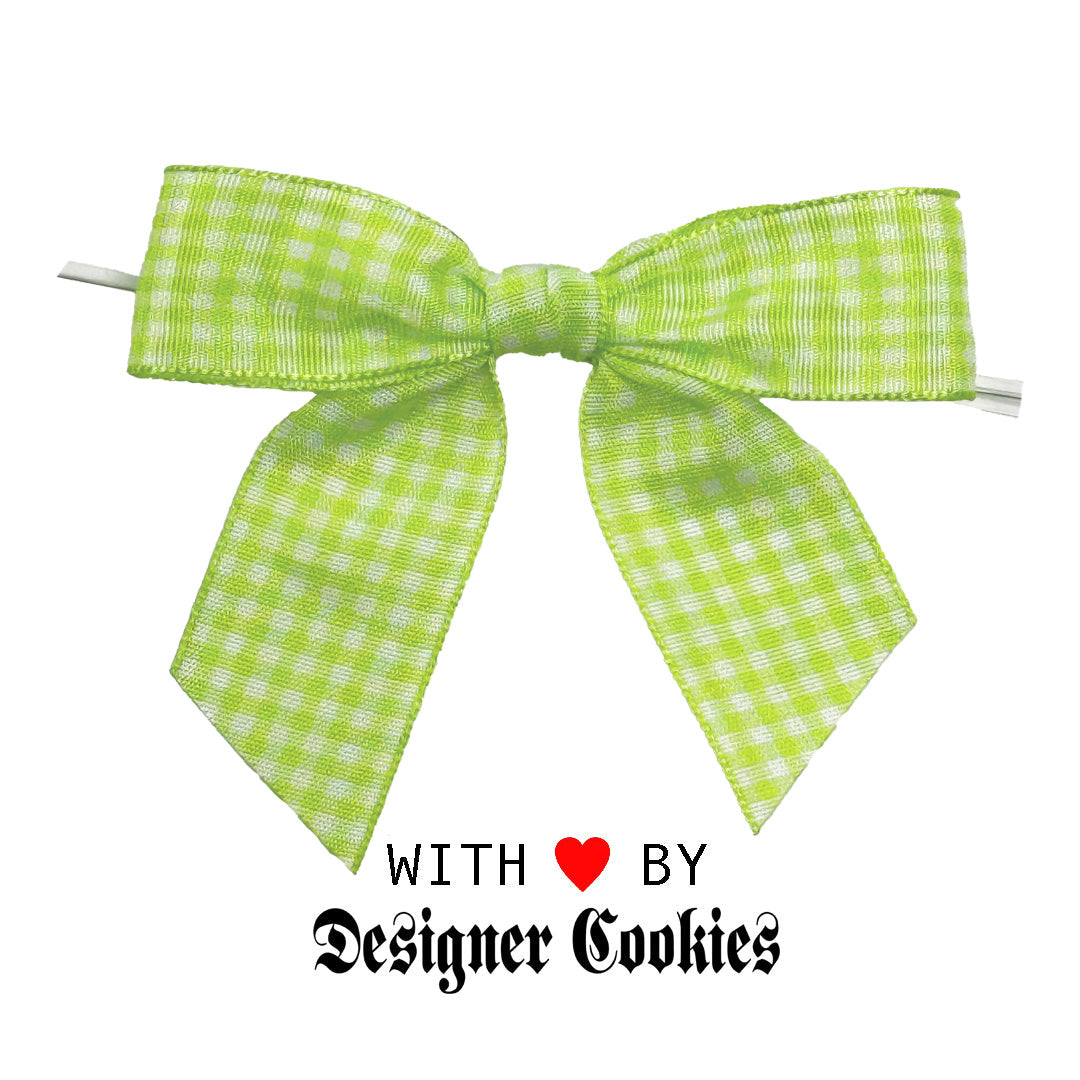 Lime Green Gingham Pretied Bow