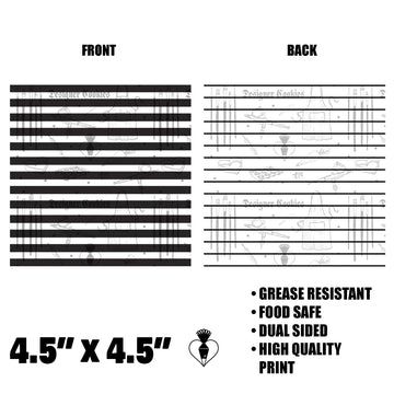 4.5"X4.5" Pinstripes/Wide Black and White Lines Food Safe Grease Resistant Square Backer