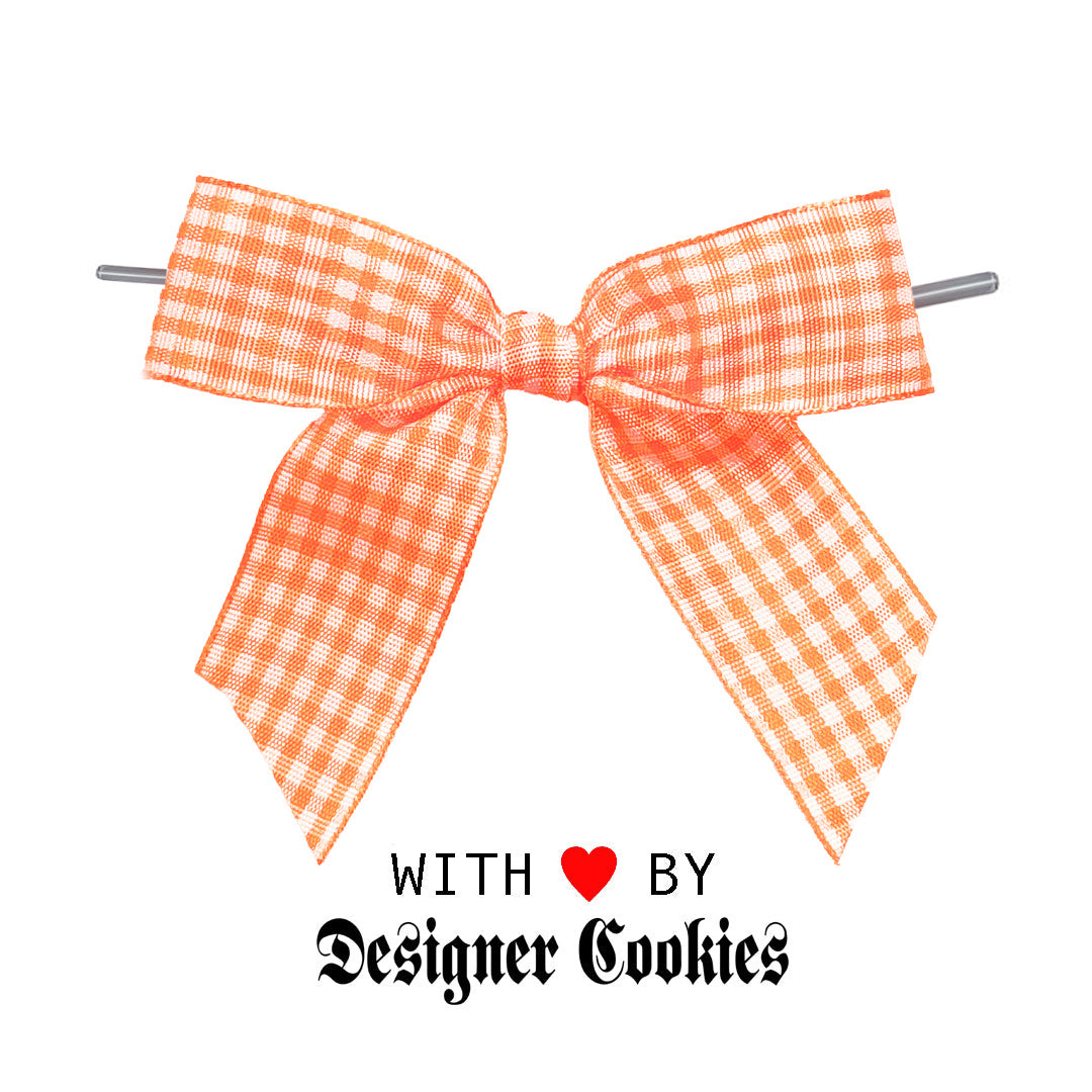 Tangerine Gingham Pretied Bow on a Wire