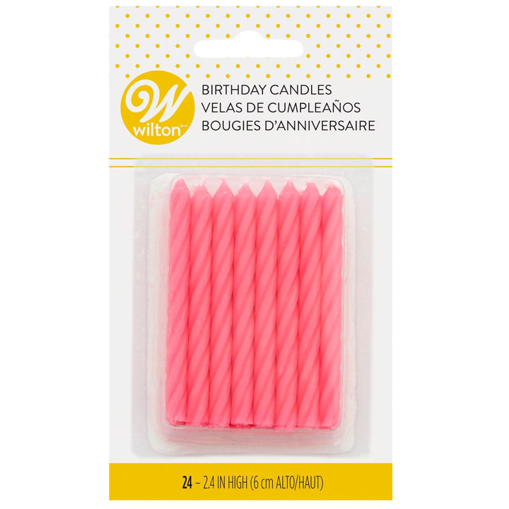 Bright Pink Birthday Candles - 24 ct