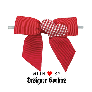 Red Bow with Lopsided Gingham Heart