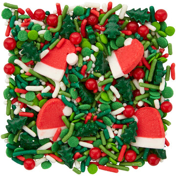 Santa Hat and Green Tree Christmas Sprinkle Mix