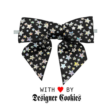 Chubby Black Bow with Hologram Stars