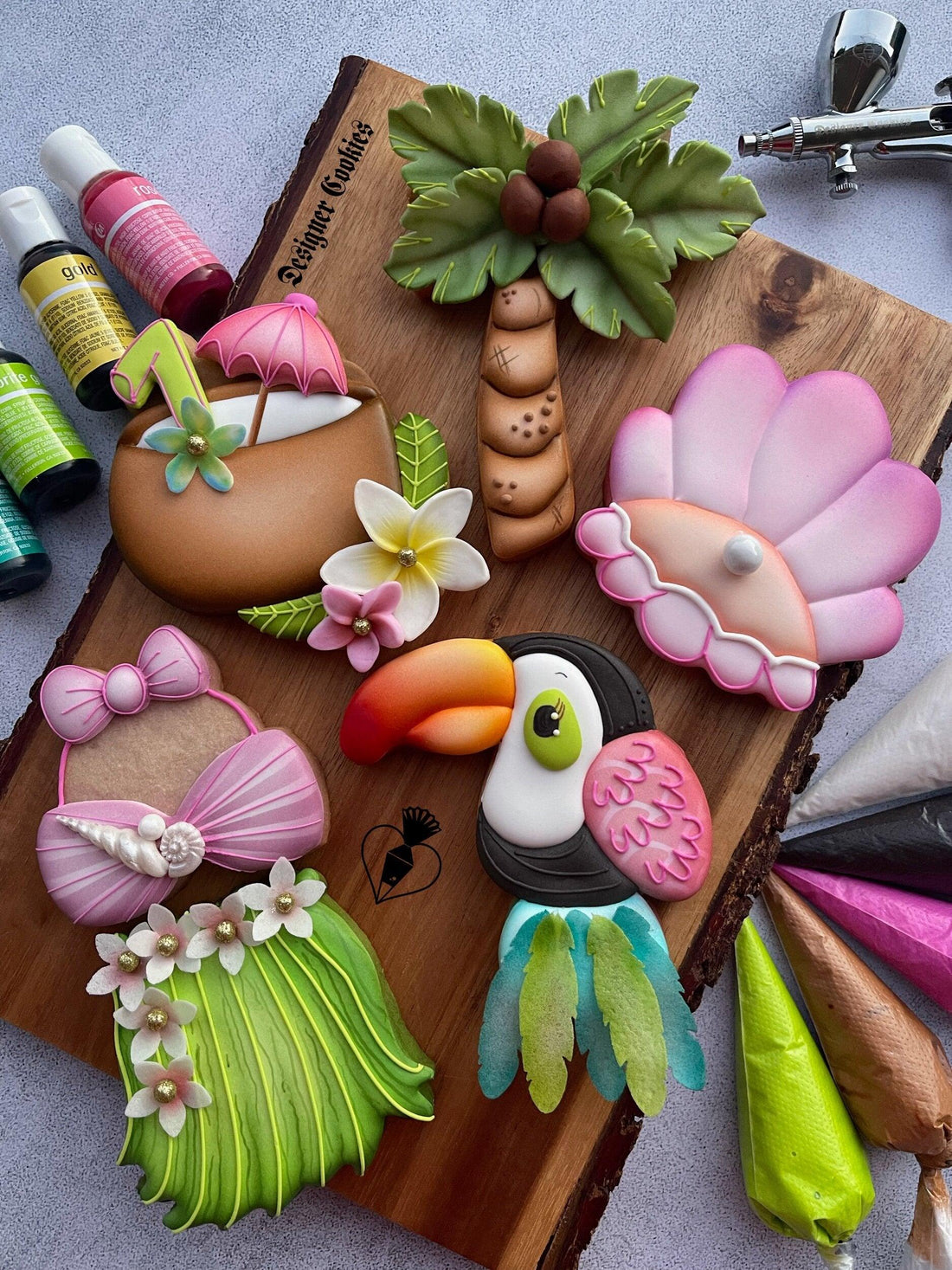 A Trip to the Tropics// Intermediate Airbrush Class (Glendale, CA) - Designer Cookies ® STUDIO