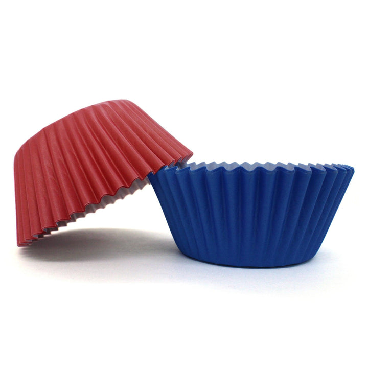 red and blue cupcake wrappers baking cups