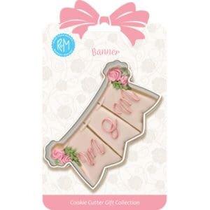 BANNER COOKIE CUTTER 3.875″ CARDED - Designer Cookies ® STUDIO