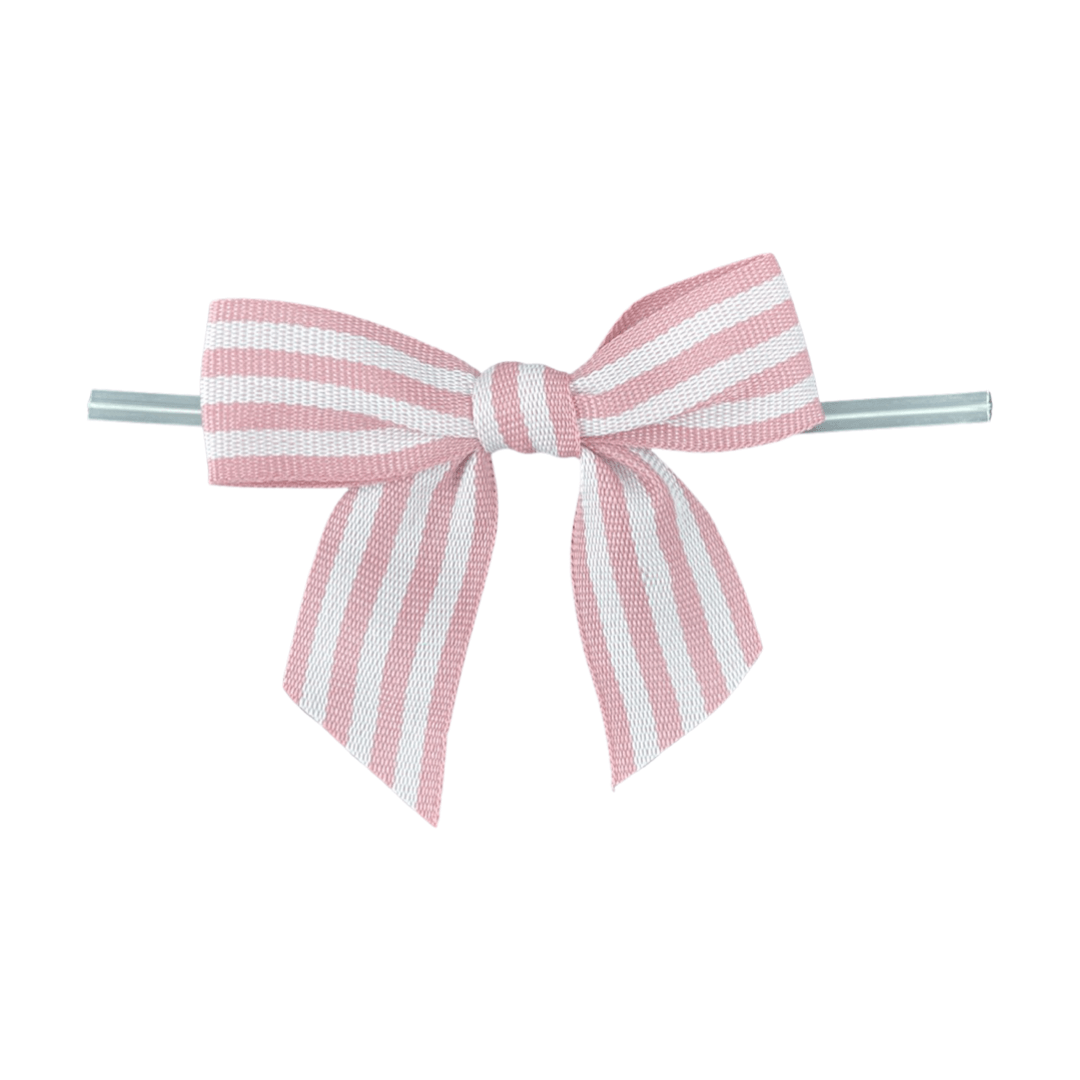 Wide White and Pink Stripe Bow - Designer Cookies ® STUDIO